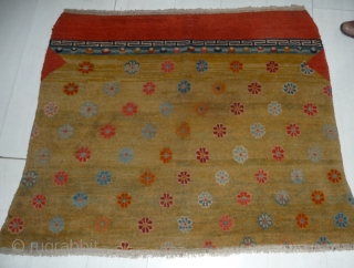 good early 20th century tibetan yak cover. nice abrashed green background, very good original condition. tibet, rare today!               