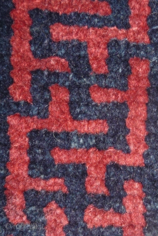 TIBET : early mandala square, most probably lama single seat, not a fragment from a bench cover, wonderfuly aged colors, including 2 nice shapes of purple, the red is also worth of  ...