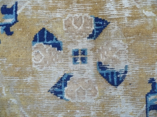 wheel medaillon ningxia square with nice wool, good yellow and nice light blue. condition and charisma visible. china around 1800.             