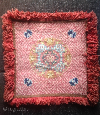superb tibetan 19th century lama meditation square with wonderful natural soft colors. in very good condition with top quality wool..             