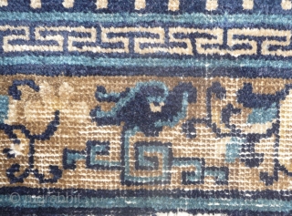 a rare pair of big early imperial ningxia square with "chilong" heads border in fragmentary condition. from the qianlong era (mid 18th c.). in each corner design there were also these dragon  ...