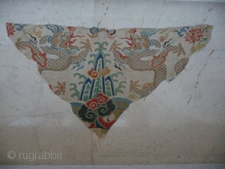 rare white ground silk brocade fragment (lower panel of a robe) china kangxi era. the gold threads are mostly in good shape, need a good clean. approx. 80x 40cm    