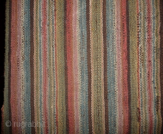 by many points is this old tibetan stripe-weaving textile a rarity:
it is around 400x180cm (it was possibly a tent divider)
it has fantastic well patinated natural colors, including light purple, pink, carmine rot,  ...