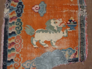 rare tibetan yak cover from early 20th c. seems to have been used as saddle rug after being cut and shut by the middle. tibet approx.156x 86cm.      