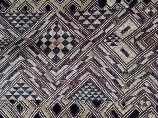 an old and fine kuba raffia embroidery with a very striking design. democratic republic of congo.                 