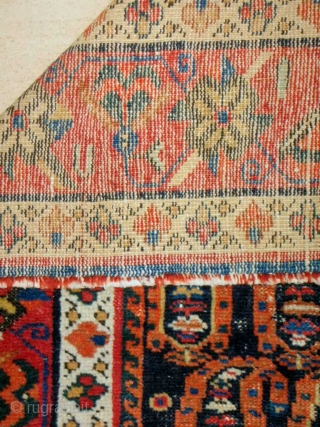 Fine Persian Afshar boteh rug (Kirman area)  > c. 1870-80. About 4 x 6ft. Good condition. All original, Including selvedges and kilim at one end. Some corrosion in the field.  