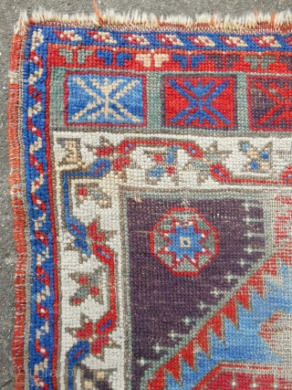 Very rare Central Anatolian yastik. Circa 1850. Worn but all original! Excellent color!                    