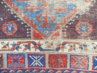 Very rare Central Anatolian yastik. Circa 1850. Worn but all original! Excellent color!                    