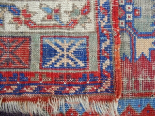 Very rare Central Anatolian yastik. Circa 1850. Worn but all original! Excellent color!                    