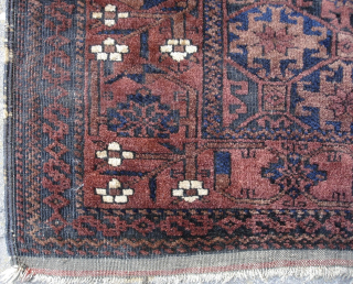 Baluch rug from the late 19th century. Soft pliable handle, fine weave, shiny wool. Corroded browns. Just great. 

179cm x 96cm 

70 inch x 38 inch

       