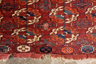 "The knowledge of which geometry aims is the knowledge of the eternal." Plato Turkmen Tekke main carpet, early to mid 1800's. Burning colors after 150-200 years .... More beauties: http://rugrabbit.com/profile/5160   