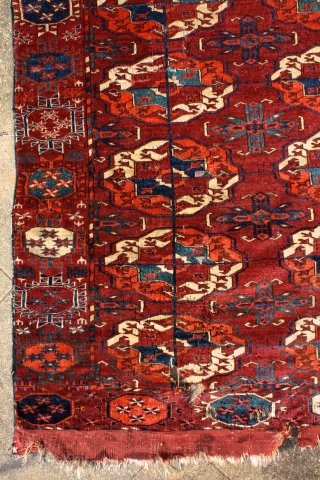 "The knowledge of which geometry aims is the knowledge of the eternal." Plato Turkmen Tekke main carpet, early to mid 1800's. Burning colors after 150-200 years .... More beauties: http://rugrabbit.com/profile/5160   