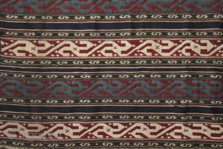 'Swastika' Jajim, 19th century, Caucasus, most probably Sahsavan, 162x148 cm, perfect condition. Never seen a piece before with comlete Swastika design.... Did you? More pieces on sale: http://rugrabbit.com/profile/5160     