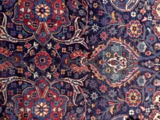 Yazd carpet, Persia, early 20th century, 4x3 m. Except the few worn spots, which can be seen on the pics, it has great, silky, soft pile. Freshly washed, clean & soft. Ready  ...