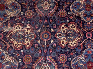 Yazd carpet, Persia, early 20th century, 4x3 m. Except the few worn spots, which can be seen on the pics, it has great, silky, soft pile. Freshly washed, clean & soft. Ready  ...