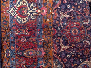 Yazd carpet, Persia, early 20th century, 4x3 m. Except the few worn spots, which can be seen on the pics, it has great, silky, soft pile. Freshly washed, clean & soft. Ready  ...