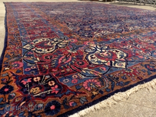 Yazd carpet, Persia, early 20th century, 4x3 m. Except the few worn spots, which can be seen on the pics, it has great, silky, soft pile. Freshly washed, clean & soft. Ready  ...