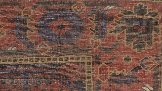 Baluch rug, east Persia, Ferdows area, juicy pile, beautiful border around softly trembling güls, oxidized browns, original fringes and side cords (goat hair) some worn at the bottom part. More pieces: http://rugrabbit.com/profile/5160 