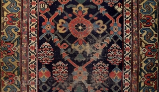 North-west persian kurdish 'double-mihrab' rug, 19th century. Non-commercial, tribal/village work with great colors & bold drawing. Ancient S-hooked border! Stylized dragons defending a blooming 'mina-khani' field of life. More pieces: http://rugrabbit.com/profile/5160  