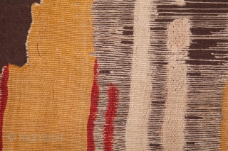 A rare, 18th century kilim. Probably woven in Cappadocia. Minimal and bold with wonderful dyes. Notice the masterful use of three different reds in the middle stripes. Blacks almost completely corroded. Expertly  ...