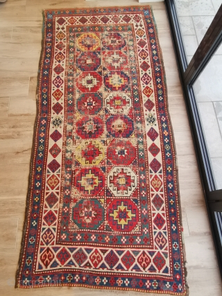 Worn but attractive Gendje rug 254 x 115cm                         