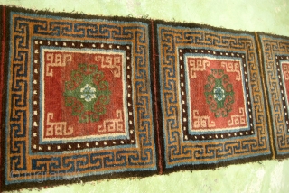 Perfect condition 19th century Tibetan Runner with an interesting Gul                       