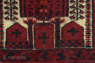 Antique Beluch Prayer rug with cruciform motifs 
Material:	Wool on wool
Manufacturing period:	1940-50s
Country:	Afghanistan
Condition:	Overall in good condition

                   