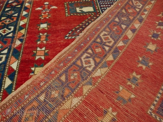 This is a spectacular collector's antique Caucasian Kazak rug dating to the second half of the 19th century (1860-1890) it features three different Seichour cruciform motifs referred to by western scholars as  ...