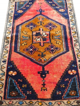 This a small Anatolian Taraspinar Mat c. 74x50cm or 29x19 inches 
Fully restored Probably a maiden rug mid 1950s              