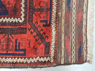 Beluch rug with lovely colors and striking design, original selvedges, kelim on both ends, 19th. Century sizes 170x120 cm              