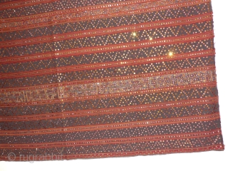 Tapis Cermuk, Lampung Region, South Sumatra, Indonesia.
Cotton with mirrors and silk   126  x 115 cm
A similar tapis, in the collection of Leidens Volkenkunde Museum, the Netherlands, is dated from  ...