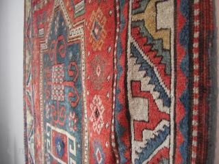 An antique Kazak prayer rug with the size 162 X 105 cm. Open sides, used parts. No repairs, no tinting, no cut. Good colors.         