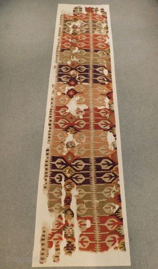 Central Anatolian Aksaray Kilim fragment Size.278x60 Cm                          