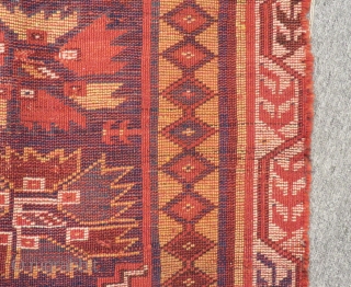 Antique West Anatolian Megri Fragment Rug Size.60X60cm                          