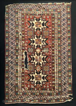 Antique Cacausian Lezgi Shirvan Rug Circa 1880 Size 165x112 Cm                       