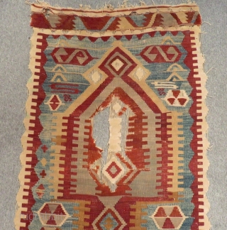 Mid 19th Century Central Anatolian Konya Aksehir Kilim Size.420x95 Cm                       