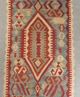 Mid 19th Century Central Anatolian Konya Aksehir Kilim Size.420x95 Cm                       