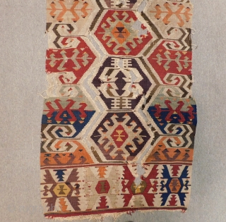 Mid 19th Century West Anatolian Kilim Size.270x77 Cm                         