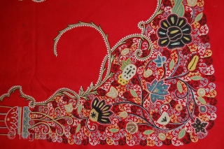 Beautiful 19th century resht embroidery panel in great condition. Embroided on red felt, 200/110 cm, very fnie embroidery.               