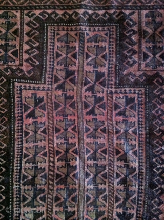 -Baluch prayer rug with the less common red ground-- in all round good condition ,- no wear and no repairs.-Circa 1950s.            