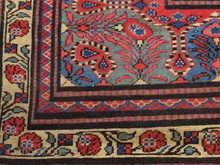 19th Century Agra rug. This is a very decorative Agra Rug that was hand-knotted in the 19th century. It has all natural dyes. The rug has an even low pile throughout the  ...