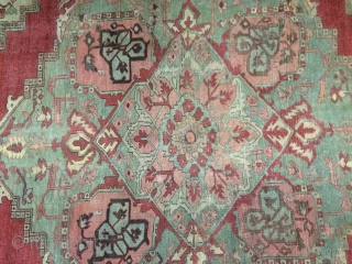 This is an antique Serapi or a Bakhshaish rug that was hand knotted pre-1900s. The rug has been restored to its old glory. I have uploaded the picture of back of the  ...