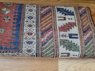 Older SE Caucasian long rug,very fine weave ,colors and drawing. 14 count em' 14 major and minor borders . Has some old repairs as expected ca 1880,intact and collectible , 
43"x93"
  