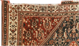 A late 19th Century SW Persian Qashqai . As you see, it does have some misusing at the ends bur rug has low even pile from top to bottom. No holes or  ...