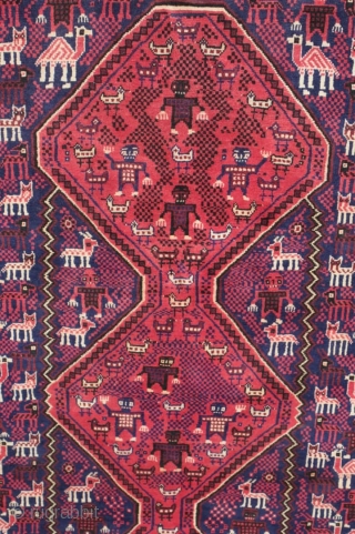 Seldom afshar rug,with central diamonds  & three equal margins ,circa 1940, excellent condition
measurements 350*250 cm                 