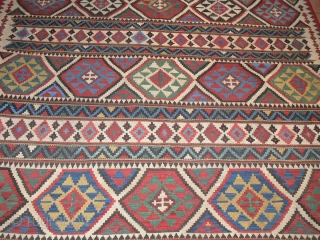 Ref 1430 Shirvan kelim.  Nineteenth century with all natural dyes. 9'8 x 5'7 - 293 x 170.  Excellent condition            