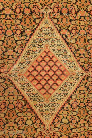 Fine kilim Senneh, Sanandaj, 1880, 120 x 200 cm. 4 ft. x 6.6 ft. 
Some wear in the top border. 

Rob Schipper, www.tablesXL.com          