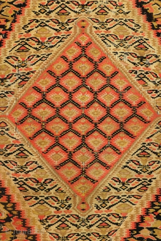 Fine kilim Senneh, Sanandaj, 1880, 120 x 200 cm. 4 ft. x 6.6 ft. 
Some wear in the top border. 

Rob Schipper, www.tablesXL.com          