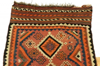 Luri-Gashgai, kilim, wedding gift with depicted bride and groom. 
Early 20th century, 280 x 137 Cm. 9.3 ft. x 4.5 ft. 
Woon on wool. In good condition, no tears or holes.  