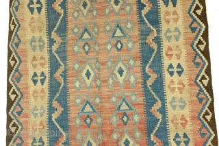 two kilims, one family, I 145 x 125 Cm. and II 143x 100 Cm. 
So close they could be of the same maker. 
Antique, about 1920 - 1930. 
They want to stay  ...